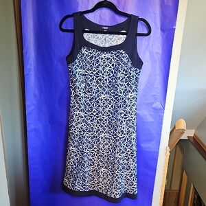 Chaps Blue and White Midi Dress
